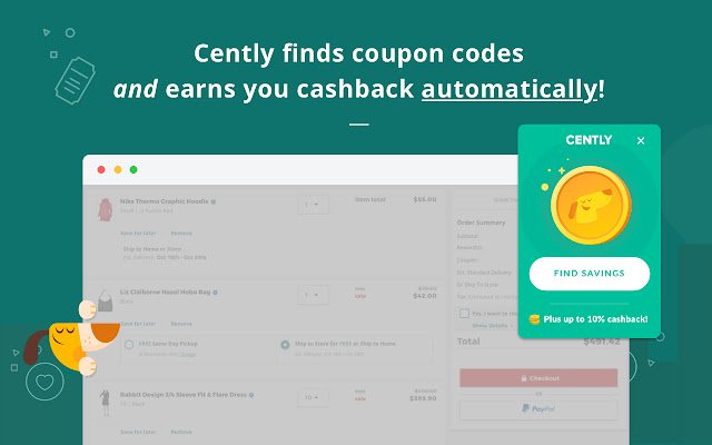 Cently (Kupon saat Checkout) dari toko web Chrome untuk dijalankan dengan Chromium OffiDocs online