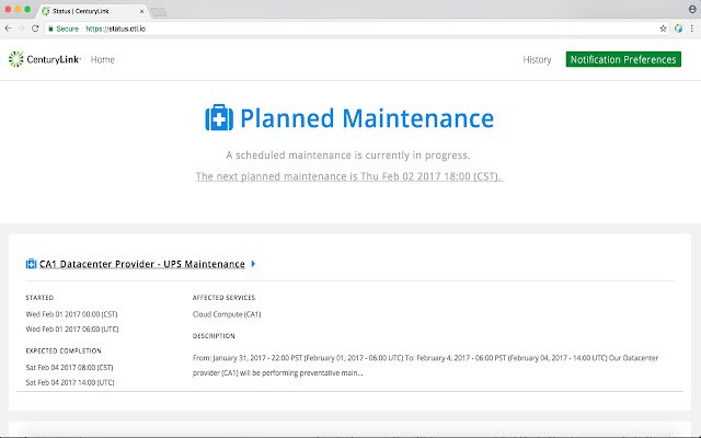 CenturyLink Cloud Status  from Chrome web store to be run with OffiDocs Chromium online