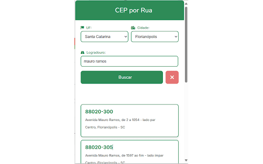 CEP da Rua  from Chrome web store to be run with OffiDocs Chromium online