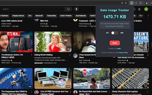 CeptIn Data Usage Tracker  from Chrome web store to be run with OffiDocs Chromium online