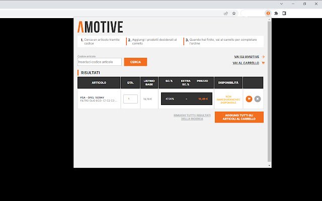 Cercaricambi Amotive dal web store di Chrome da eseguire con OffiDocs Chromium online