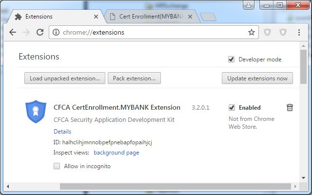 CFCA CertEnrollment.MYBANK Extension de la boutique en ligne Chrome à exécuter avec OffiDocs Chromium en ligne