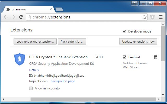 CFCA CertEnrollment.OneBank Extension  from Chrome web store to be run with OffiDocs Chromium online