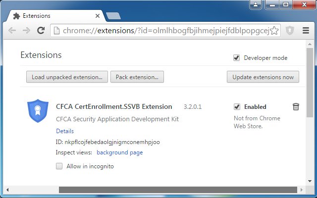OffiDocs Chromium online で実行される Chrome ウェブストアの CFCA CertEnrollment.SSVB 拡張機能