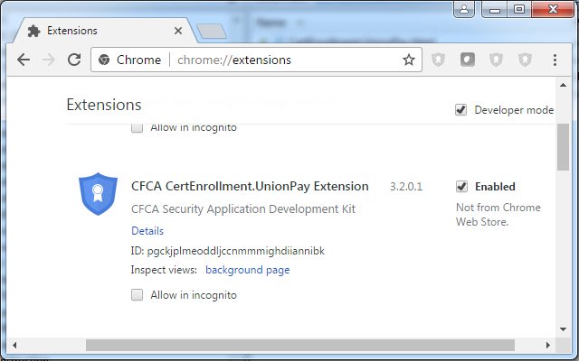 Extensia CFCA CertEnrollment.UnionPay din magazinul web Chrome va fi rulată cu OffiDocs Chromium online