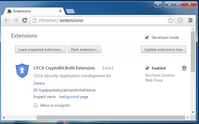 OffiDocs Chromium online で実行される Chrome ウェブストアの CFCA CryptoKit.BofA 拡張機能