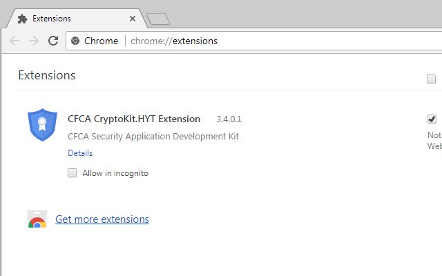 OffiDocs Chromium online で実行される Chrome ウェブストアの CFCA CryptoKit.HYT 拡張機能