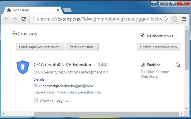 OffiDocs Chromium online で実行される Chrome ウェブストアの CFCA CryptoKit.JDH 拡張機能