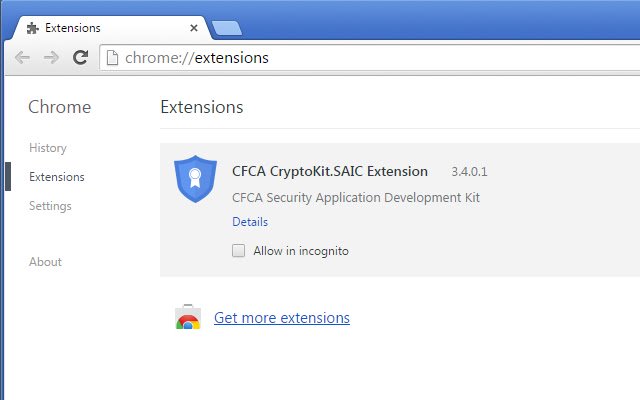 OffiDocs Chromium 온라인에서 실행할 Chrome 웹 스토어의 CFCA CryptoKit.SAIC 확장