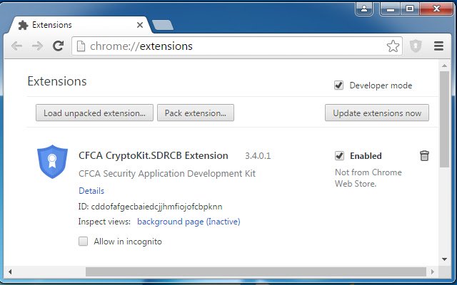 OffiDocs Chromiumオンラインで実行するChrome WebストアのCFCA CryptoKit.SDRCB拡張機能