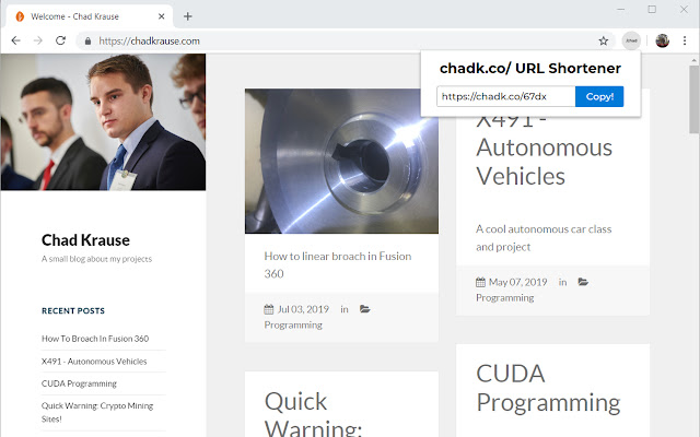 Chadk.co/ URL Shortener  from Chrome web store to be run with OffiDocs Chromium online