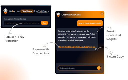 ChaiGenie Chat Powered Programming Assistant  from Chrome web store to be run with OffiDocs Chromium online