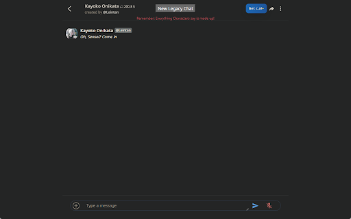 Character.AI legacy chats  from Chrome web store to be run with OffiDocs Chromium online