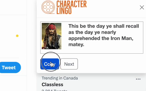 Character Lingo  from Chrome web store to be run with OffiDocs Chromium online
