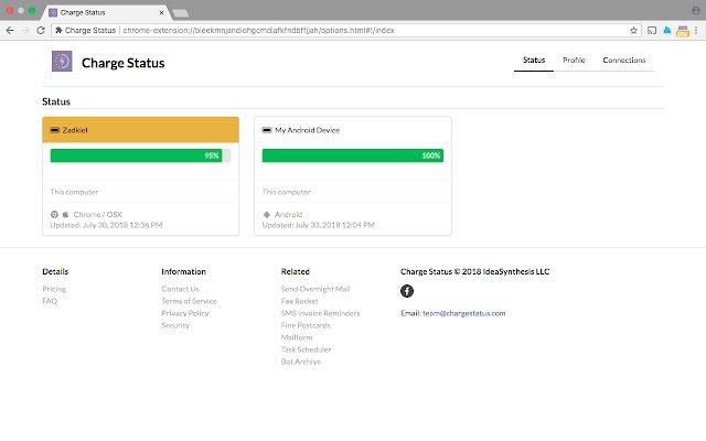 Charge Status  from Chrome web store to be run with OffiDocs Chromium online