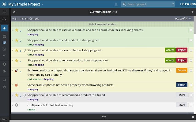 Charters for Pivotal Tracker  from Chrome web store to be run with OffiDocs Chromium online