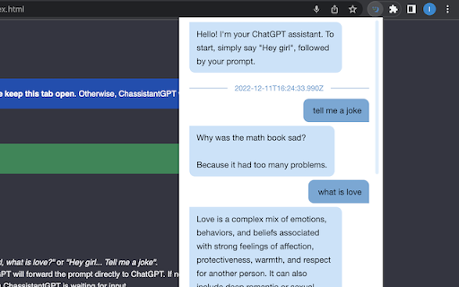 ChassistantGPT  from Chrome web store to be run with OffiDocs Chromium online