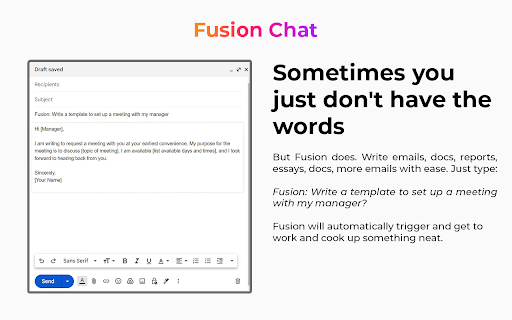 Chat AI SideBar AI by Fusion  from Chrome web store to be run with OffiDocs Chromium online