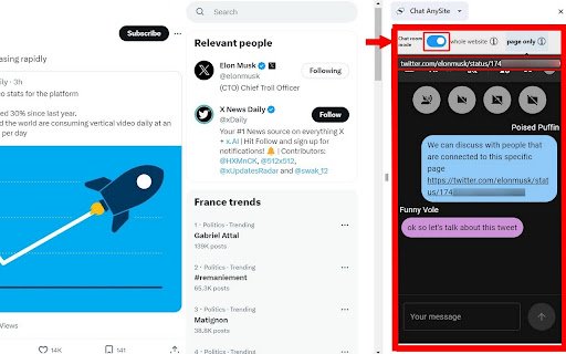 Chat AnySite  from Chrome web store to be run with OffiDocs Chromium online
