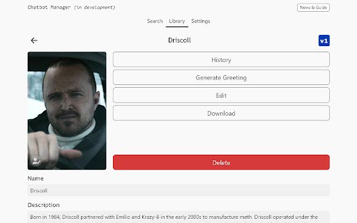 Chatbot Manager  from Chrome web store to be run with OffiDocs Chromium online