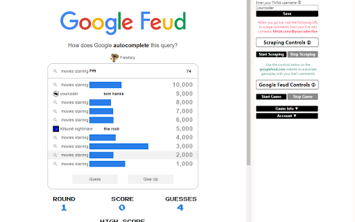 Chat Capture googlefeud.com  from Chrome web store to be run with OffiDocs Chromium online