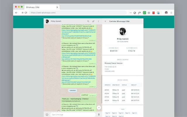 Chrome ウェブストアからの Chat CRM Carthike を OffiDocs Chromium オンラインで実行