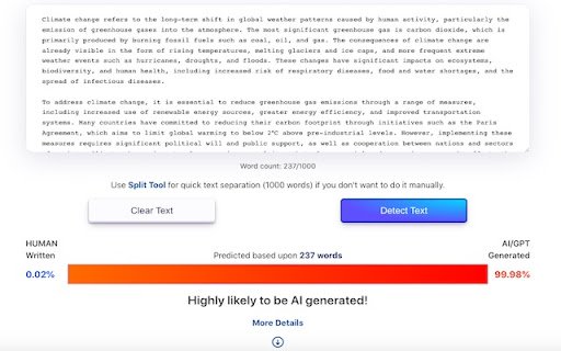 ChatGPT and AI Detector by ZeroGPT.cc  from Chrome web store to be run with OffiDocs Chromium online