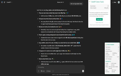 ChatGPT Carbon Tracker  from Chrome web store to be run with OffiDocs Chromium online