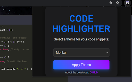 ChatGPT Code Highlighter  from Chrome web store to be run with OffiDocs Chromium online