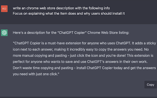 ChatGPT Copier  from Chrome web store to be run with OffiDocs Chromium online