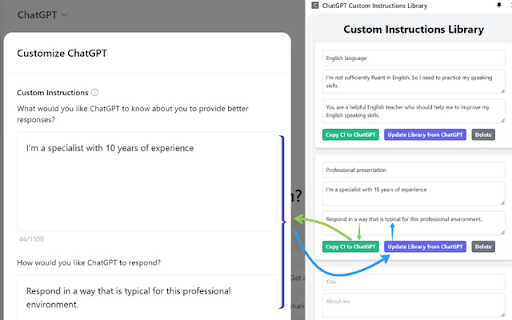 ChatGPT Custom Instructions Library  from Chrome web store to be run with OffiDocs Chromium online
