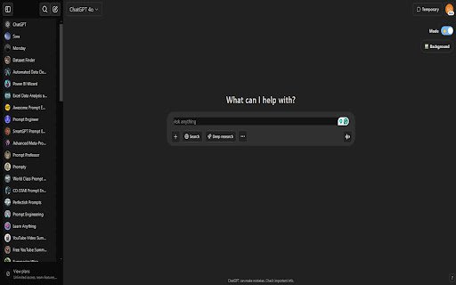 ChatGPT Dark Mode  Background  from Chrome web store to be run with OffiDocs Chromium online