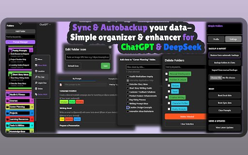 ChatGPT  DeepSeek Organizer: Simple Folders  from Chrome web store to be run with OffiDocs Chromium online