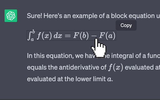 ChatGPT Equation Renderer  from Chrome web store to be run with OffiDocs Chromium online