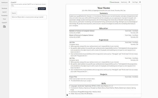 ChatGPT for ElegantResume  from Chrome web store to be run with OffiDocs Chromium online