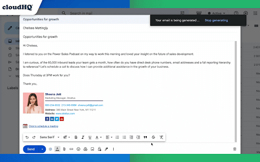 ChatGPT for Gmail by cloudHQ  from Chrome web store to be run with OffiDocs Chromium online