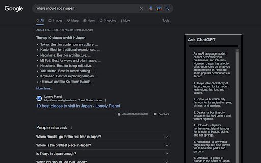 ChatGPT for Google Search  from Chrome web store to be run with OffiDocs Chromium online
