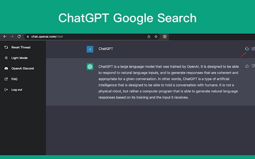 ChatGPT Google Search  from Chrome web store to be run with OffiDocs Chromium online