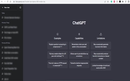 ChatGPT History Blur  from Chrome web store to be run with OffiDocs Chromium online