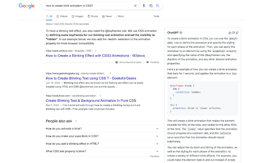 ChatGPT in Google Search  from Chrome web store to be run with OffiDocs Chromium online