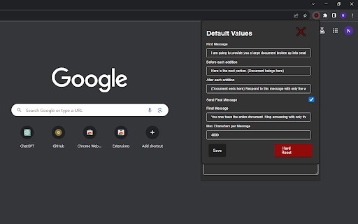 Chat Gpt Long Text Input  from Chrome web store to be run with OffiDocs Chromium online