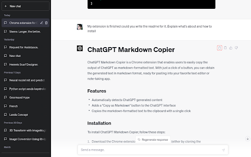 ChatGPT markdown magic  from Chrome web store to be run with OffiDocs Chromium online