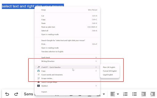 ChatGPT Quick Rewriter  from Chrome web store to be run with OffiDocs Chromium online