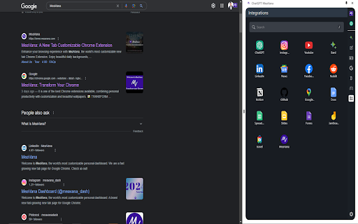 Chat GPT Side Bar MeaVana  from Chrome web store to be run with OffiDocs Chromium online