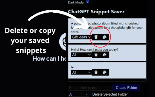 ChatGPT Snippet Saver from Chrome web store to be run with OffiDocs Chromium online ChatGPT Snippet Saver from Chrome web store to be run with OffiDocs Chromium online