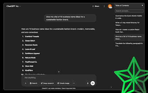 ChatGPT Table of Contents (Unofficial) from Chrome web store to be run with OffiDocs Chromium online ChatGPT Table of Contents (Unofficial) from Chrome web store to be run with OffiDocs Chromium online