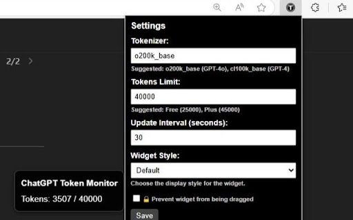 ChatGPT Token Monitor  from Chrome web store to be run with OffiDocs Chromium online