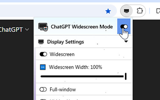 ChatGPT Widescreen  from Chrome web store to be run with OffiDocs Chromium online