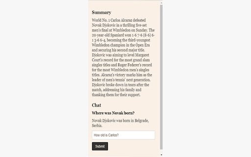 Chaticle: AI Summary and Chat for Articles  from Chrome web store to be run with OffiDocs Chromium online