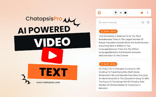 Chatopsis Chat with any YouTube video from Chrome web store to be run with OffiDocs Chromium online Chatopsis Chat with any YouTube video from Chrome web store to be run with OffiDocs Chromium online